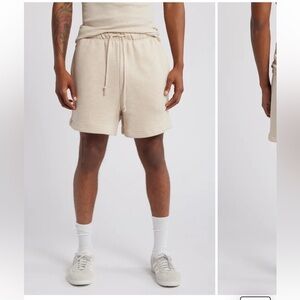 Elwood Men's Organic Cotton Core Cotton Brushed Terry Athletic Shorts - Cream